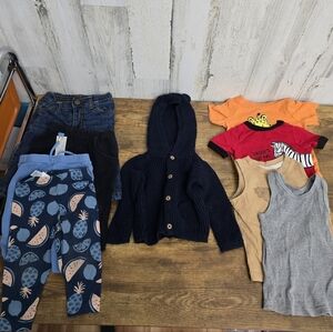 Baby Boys Size 6-9M Clothing Bundle Of 9, Sweater, Pants
